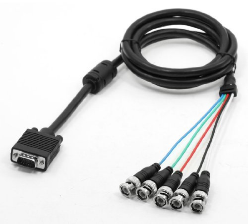 Ruilogod 4.9FT 1.5m VGA 15 Pins maschio a 5 pezzi BNC Adattatore maschio cavo