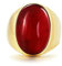 Gothic Ringe, Verlobungsring Mann Roter Ovaler Stein Gold Rot Edelstahl Größe 57 (18.1)