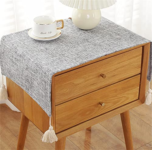 Utobanh Bedside Table Cover Cloth Tablecloth, Non-Slip Dustproof TV Cabinet Refrigerator Washing Machine Cover Towel Universal Small Square Towel (15.7 * 35.4 inches,Light Grey)