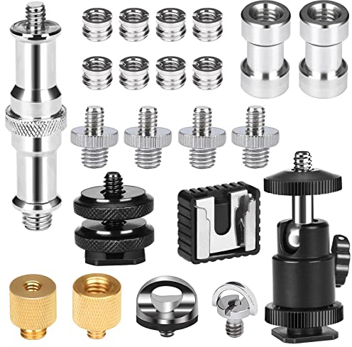 Profiwoab 22pcs Camera Screw Adapter Kit, 1/4 and 3/8 Male Female Tripod Screw Adapter,Mount Set Replacement, for Camera,Tripod, Lighting Equipment
