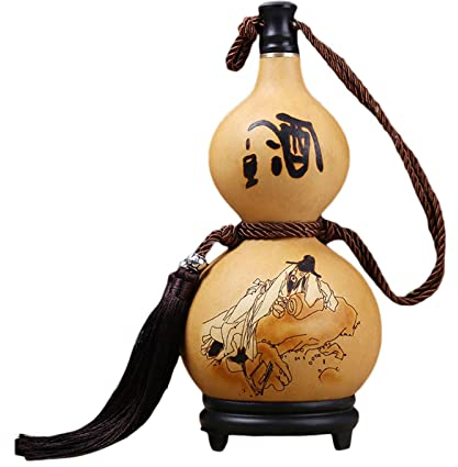 Sharplace Natürliche Kürbisflasche mit Kordel-Kürbisflasche Wake Flasche Weintopf mit Deckel Getrocknete Kürbis Wasserflasche für Outdoor-Accessoires, Weihnachten, Einweihungsparty, 500 ml