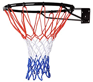 STREETSKILLER Panier de basket-ball avec support mural et filet de basket-ball amovible Taille standard de 45 cm de diamètre pour un montage intérieur et extérieur, accessoires de montage inclus