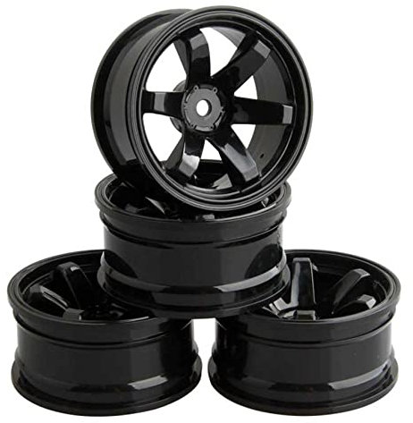 KEEDA Kunststoff Felgen Räder Durchmesser 52mm für 1/10 RC On Road Tourenwagen Drift Auto (Schwarz)