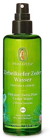 PRIMAVERA Pflanzenwasser Zirbelkiefer Zederwasser bio 100 ml - naturreine Pflanzenkraft – Glasflasche – Hydrolat, Körperspray, Aromatherapie – vegan
