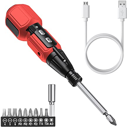 Aufgerüstete Ankilo Mini Elektrischer Schraubendreher,13 in 1 Präzisions Power Schraubendreher Set mit 10 Bits,Magnetische Feinmechaniker Schraubenzieher,Elektroschrauber mit LED-Leuchten für Telefon