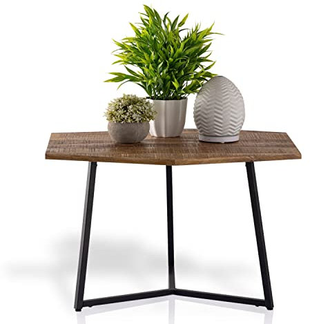 casamia Couchtisch 56 x 48 cm Beistelltisch nachhaltig Wohnzimmer Tisch Inka Metall Gestell schwarz