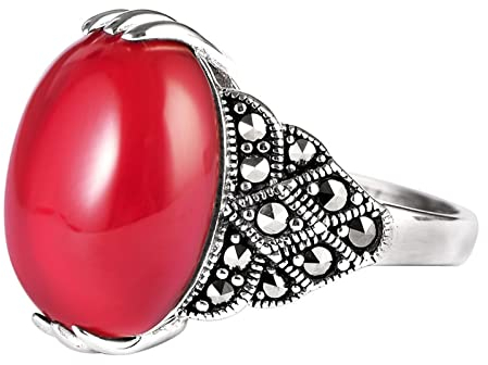 Skcess Damen Ring Silber, 925 Sterling Silber Verlobungsringe Vintage Klaue Ring Silber Damen