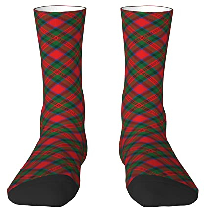 Oudrspo Schotten-Stil Clan Macduff Tartan Plaid Herren- und Damen-Crew-Socken, Tartan-Plaid-Neuheit, modische, lässige Crew-Röhrensocke, athletische Sportkleid-Socken