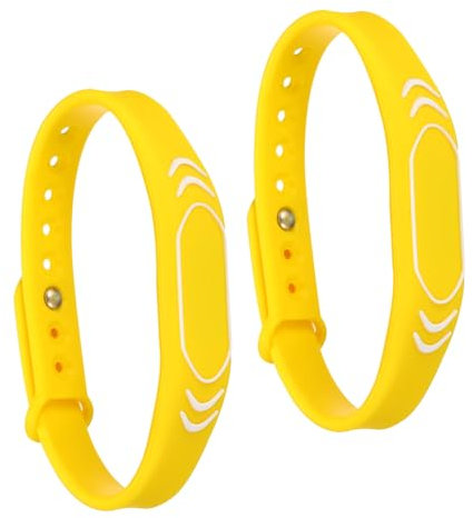 PATIKIL RFID Silikon Armbänder 2 Pack 13.56MHZ IC Karte Armband Wasserdicht Ausweis Armbänder Zugang Kontrolle für Schwimmbad Badezentrum Gelb