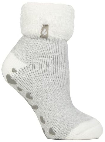 HEAT HOLDERS Damen Lounge Schoppersocken mit Federband-Umschlagbündchen Packung mit 1 Ara Elfenbein/Silber 37-42
