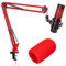 SUNMON HyperX QuadCast Boom Arm - Red Microphone Arm With Pop Filter, Sound Insulation and Noise Reduction, 3/8 to 5/8 Adapter Included