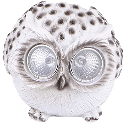 jojofuny Realistische Harz Nachtlicht Solar-powered Owl Decor Weiß Exquisite Owl Ornament für Schlafzimmer