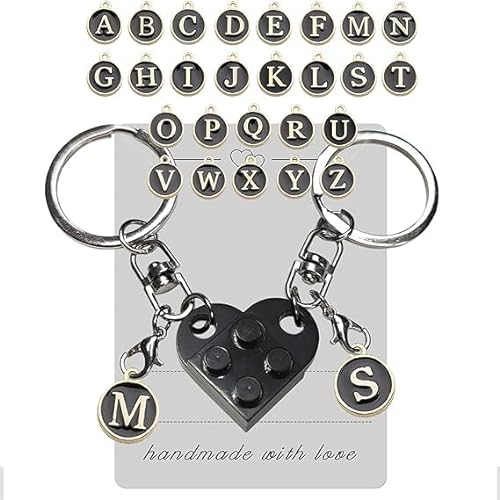 Guidre Llaveros Pareja Corazón para Novios,Enamorados,Schlüsselanhänger Herz,2 Stk Personalisierte Schwarz Herzförmig Schlüsselanhänger Partner,Regalo de San Valentín,Aniversario y Cumpleaños
