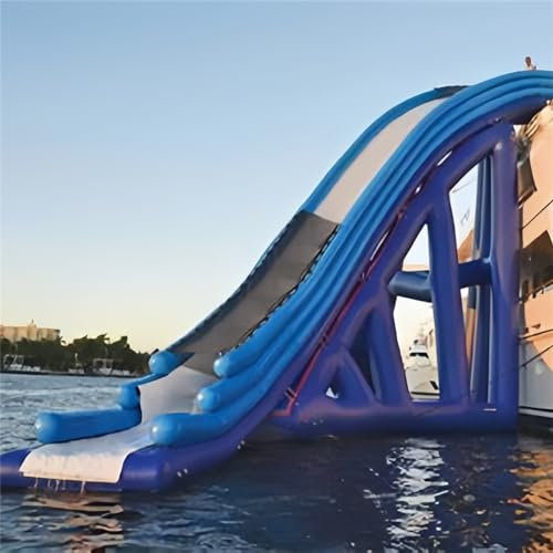 Gueploer Commercially Customized Large Inflatable Water Slide with Curved Angle And Safety Net Suitable for Water Parks,19.6Ft/6M