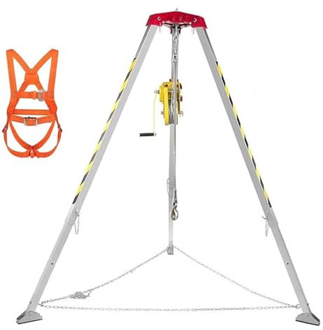 Treppiede di salvataggio in alluminio da 1200 libbre, treppiede per spazi confinati con cintura di sicurezza, treppiede di salvataggio per testa di pozzo fognario, kit treppiede per spazi confinati