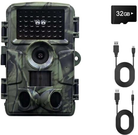 ZYJDGNNY Cámaras de Caza 60MP 4K H.264 Video, Fototrampeo con Visión Nocturna 30m y Activación 0.1s, LED IR 940 NM No-Glow, IP66 - Espía Vigilancia Coche Caza Exterior Nocturna