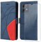 Funda para Motorola Moto G84 5G con 1 Piezas Cristal Templado, Carcasa Cartera de PU Cuero Multifunción Flip Case, [Cierre Magnético] [ Ranura Tarjeta] [Función Soporte]-Azul