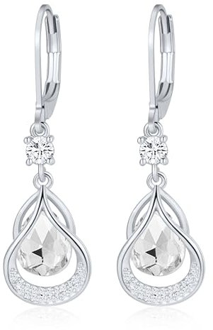 Silber Ohrringe Geburtsstein hängend ohrringe 14K silber hängend silber ohrringe Feine Schmuckstücke Geburtstagsgeschenke für Frauen Damen(Weißgold April)