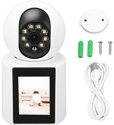 HUONIU Caméra d'appel vidéo WiFi 1080P Moniteur panoramique à 360 degrés Caméra Intelligente avec écran de 2,4 Pouces