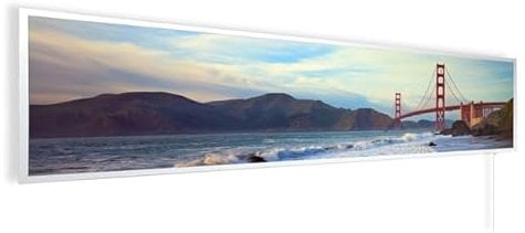 Könighaus Bildinfrarotheizung 120x30 cm - 450 Watt mit Smart Thermostat und App| 5 Jahre Garantie | Doppelter Überhitzungsschutz | Ultraflacher Heizkörper für 3-9 m² | Motiv: San-Francisco