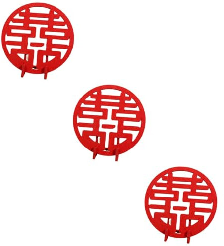 OKUMEYR 3stücke Doppelte Xi Hochzeitsdekoration Filz Traditionelle Chinesische Hochzeitstisch-deko Für Hochzeitsfeiern Neujahrsfeste Und Festliche Anlässe