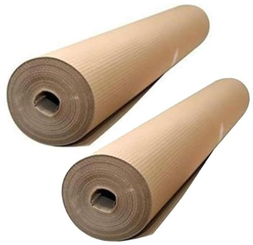 Lot de 2 rouleaux de carton ondulé mesurant 1 x 45 mètres La Havane Protection Revêtement de sol Peinture Travaux Rénovation - Fabriqué en Italie