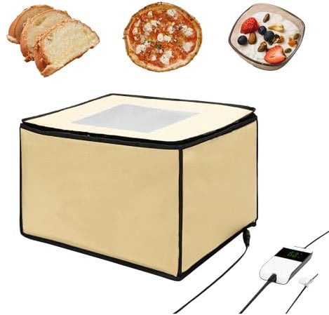 Bourske Brot Gärbox Sauerteig, Gärbox mit heizung für Brotteig Teiggärbox mit thermostat für Hobbybäcker, Faltbare Fermentation Box (Schwarze Kante, 40x30x25cm)