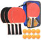 Xpieoyrm Ensemble Pong de Table Portable, Set de 2 Raquettes de Ping-Pong, 4 Raquette de Tennis de Table, 8 Balles et Sac de Transport, Ping Pong Kit pour Adultes Enfants, pour Loisir,Entraînement