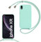 SLWYF Compatible with iPhone XR Crossbody Lanyard Case, Liquid Silicone Protective Phone Case with Strap Adjustable Neck Cord Necklace Soft Cover for iPhone XR, Mint Green