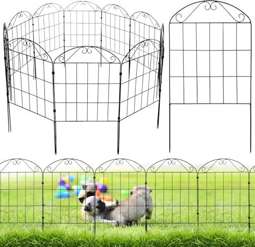 10 Pack Decorative Garden Fence,Metal Rustproof Iron No Dig Landscape Wire Folding Fencing Ornamental Panel,Outdoor Fence Panel Animal Barrier Flower Bed Border for Patio Backyard (60CM X 330CM)