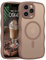 VENINGO for iPhone 15 Pro Max Case,for iPhone 15 Pro Max Camera Case Compatible with MagSafe Translucent Back Shockproof Wavy Cute Phone Case with Camera Protection for Women Man,Desert Titanium