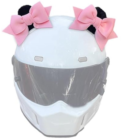 1 Paar Bogenohren Motorradhelm Zubehör Skihelm Zubehör Hörner Ohren für Snowboarden Reiten Rosa Schleife