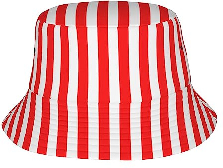Fischerhut Rot-Weißer Vertikaler Streifen Anglerhut Unisex Bucket Hat Atmungsaktiv Eimer Hut Für Outdoor Reisen Camping