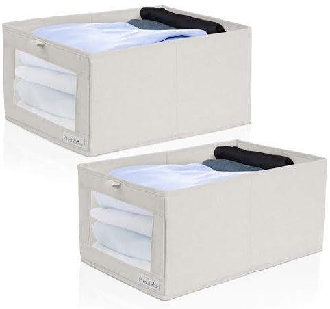 Prestigennie - Cajas de almacenamiento de ropa de lino - Cesta de almacenamiento para ropa, zapatos, juguetes, libros (4 paquetes, 24L)
