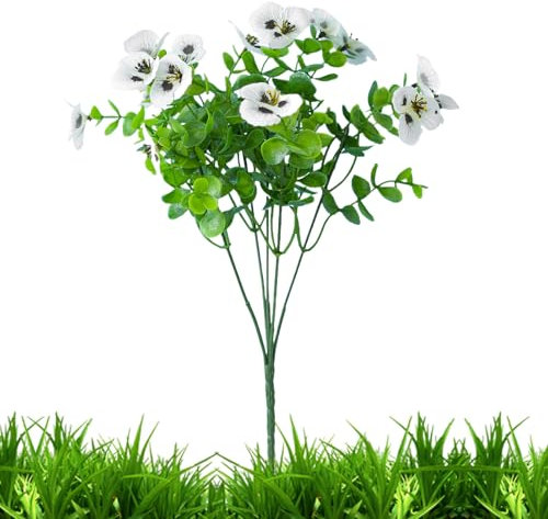 Genérico Pensamientos Artificiales,Flores Artificiales para Exterior Resistentes a los Rayos UV - Decoración Jardín, Arreglos Florales para Terraza, Puerta, Porche, Interior Y Exterior