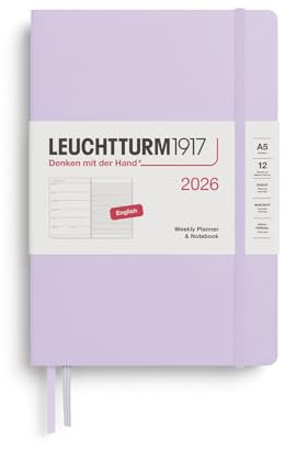 LEUCHTTURM1917 372651 Wochenkalender & Notizbuch Medium (A5) 2026, Lilac, Englisch