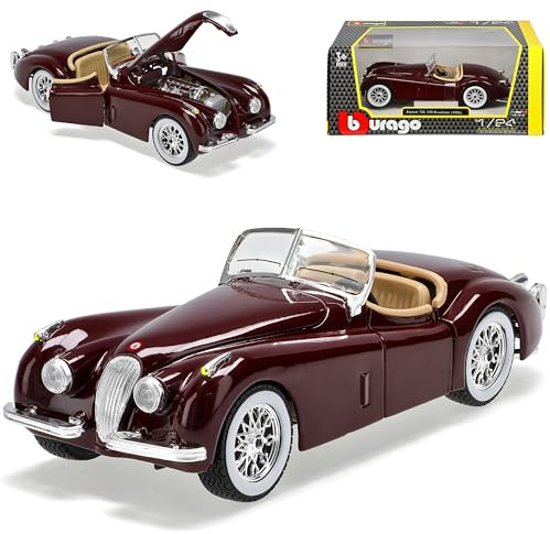 Generisch Jaguar XK 120 Roadster Cabrio Rot Braun 1948-1954 18-22018 1/24 Burago Modell Auto