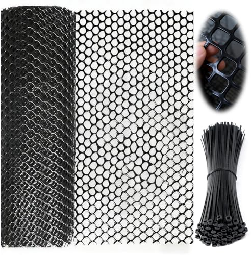 Kunststoffgeflecht, 40cm x 6M Kunststoffzaun Kunststoff Geflügelzaun Sechseckgeflecht für Pflanzenschutz Hühnerzaun Kaninchendraht Hundezaun Katzennetz Balkon (Löcher 3 mm)