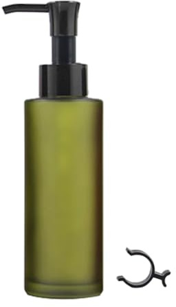 100ml Frosted Green Glass Lotion Pump Bottle with Black Pump Head Travel Refillable Cosmetic Dispenser Storage Container Vial for Essential Oil Cream Shampoo Toiletries