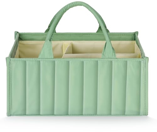 HAGOT Baby Windel Caddy Organizer, Wickeltisch Organizer, mit Fächern, für Feuchttücher und Babysachen, Grün