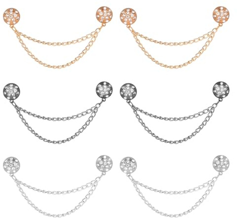 6 Stück Magnetische Wäscheklammern aus Metall für Kleidung mit Kette, Mehrzweck-starke Knopfclips zum Befestigen des Saums von Hijab-Kleidung, Strickjacken, Hosen, lange Hosen
