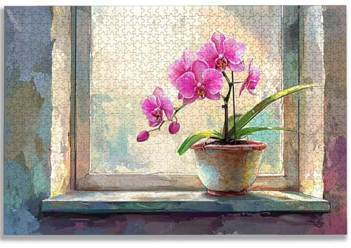 Puzzle 1000 Teile, Orchidee Puzzle 1000 Teile Erwachsene, Blume Holzpuzzle Erwachsene, EIN Herausforderndes Rätsel, Puzzlespiele für Die Ganze Familie, Holzpuzzle für Deko Wohnzimmer, Geschenke, -1990