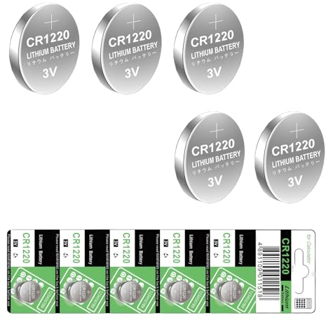 NONGYU Pilas de botón de litio CR1220 de 3 V para relojes, calculadoras, mandos a distancia, batería de botón para calculadora, 5/10 unidades