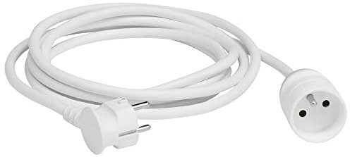LEGRAND - Rallonge Electrique 2P +T avec Eclipses de Protection - 1 Fiche Mâle + 1 Fiche Femelle - Longueur 5 mètres - Blanc