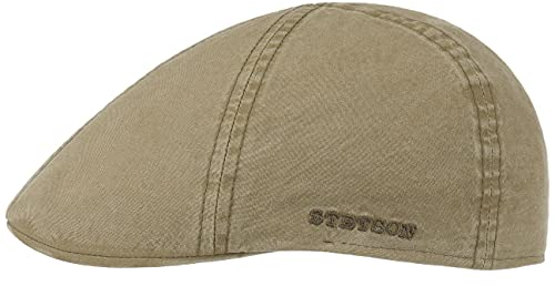 Stetson Texas Organic Cotton Flatcap Herren - Nachhaltige Schiebermütze mit Bio-Baumwolle - Flat Cap mit UV-Schutz (40+) - Herrencap Frühjahr/Sommer - Schirmmütze Dunkelbeige S (54-55 cm)
