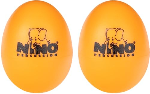 Nino Percussion Egg Shaker, Orange (NINO540OR-2) | Musical Instrument for Children from 3 Years, 2 Pieces, Plastic
