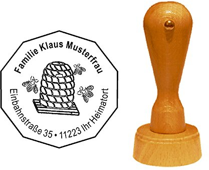 Stempel Adressstempel BIENEN am BIENENSTOCK - mit persönlicher Adresse und Motiv