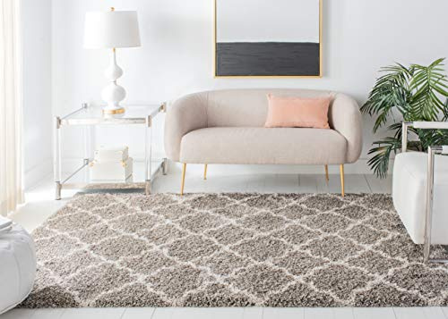 SAFAVIEH Hudson Shag Rug 5'3x7'6, Plush Trellis Grey & Ivory SGH282B