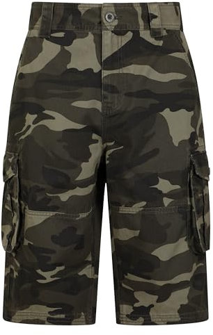 Mountain Warehouse Mens Camo Cargo Shorts - 100% Cotton Twill Short Trousers, Lightweight Pants, Breathable, Durable Shorts -for Hiking, Walking, Beach, Park Khaki Men's W38