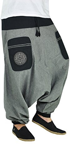 virblatt - Haremshose Herren & Haremshose Damen | Baumwolle | Aladinhose Damen Goa Hose Herren Hippie Hose Pluderhose